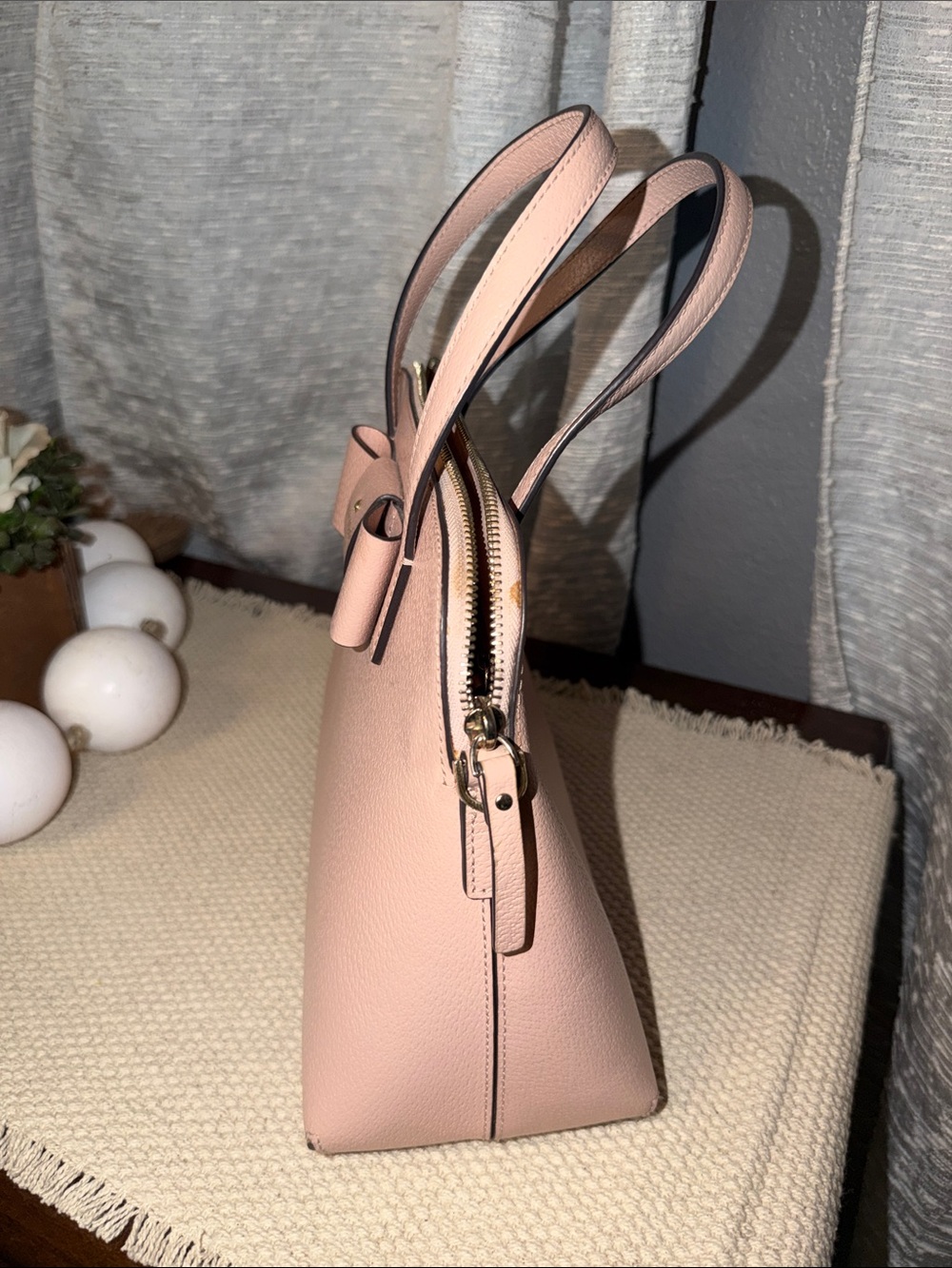 Kate Spade ♠️ Blush Pink Bow Accent Top-Handle Women’s Handbag - Picture 5 of 11